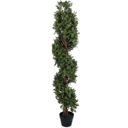 Τεχνητό Δέντρο Σπιράλ Πυξός 20401 150cm Brown-Green Globostar Πολυαιθυλένιο,Ξύλο