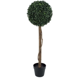 Τεχνητό Δέντρο Πυξός 20406 90cm Beige-Green Globostar Πολυαιθυλένιο,Ξύλο