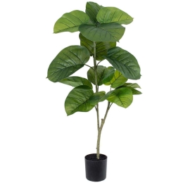 Τεχνητό Φυτό Ιερή Συκή 20377 100cm Beige-Green Globostar Πολυαιθυλένιο,Ύφασμα