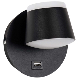 Φωτιστικό Τοίχου - Απλίκα Με Φορτιστή Usb Regency 61373 12x12x13cm Led 920lm 8W 4500K Black Globostar