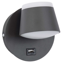 Φωτιστικό Τοίχου - Απλίκα Με Φορτιστή Usb Regency 61375 12x12x13cm Led 920lm 8W 4500K Anthracite Globostar