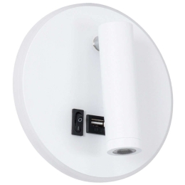 Φωτιστικό Τοίχου - Απλίκα Με Φορτιστή Usb Jersey 61102 Φ14,5x4cm Led 1380lm 10W 4500K White Globostar