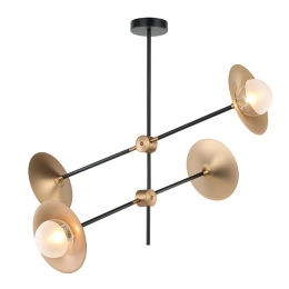 Φωτιστικό Οροφής - Ράγα HL4324C84BB 4ΧG9 85X81ΧΗ67 Brass-Black Aca Decor Μέταλλο,Γυαλί