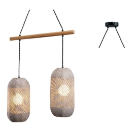 Φωτιστικό Οροφής - Ράγα OD762P60RW 2ΧΕ27 60X20XH120 Natural Aca Decor Rattan,Ξύλο