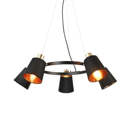 Φωτιστικό Οροφής EG215P73BK 5ΧΕ14 D73XH100 Black Aca Decor Metal, Fabric