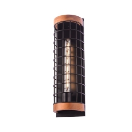 Φωτιστικό Τοίχου - Απλίκα EG841W47B 1ΧΕ27 14X13XH47 Black Aca Decor Μέταλλο,Ξύλο