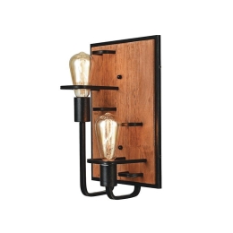 Φωτιστικό Τοίχου - Απλίκα EG842W36B 2ΧΕ27 25X16XH36 Black Aca Decor Μέταλλο,Ξύλο