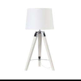 Επιτραπέζιο Φωτιστικό - Πορτατίφ TF17701TWCW 1ΧΕ27 Φ30XH65CM Mousse White Aca Decor Μέταλλο,Ξύλο
