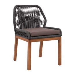 Καρέκλα Αλουμινίου Bamboo Look Με Σχοινί 56x60x83 Grey HM5547.01