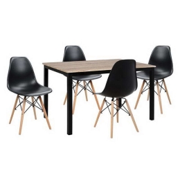 Σετ Τραπεζαρίας 5τμχ HM10340 Sonama-Μαύρο 110x70x76cm 4 Θέσεων