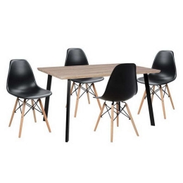 Σετ Τραπεζαρίας 5τμχ HM10346 Sonama-Μαύρο 140x80x76cm 4 Θέσεων