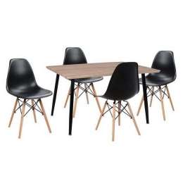 Σετ Τραπεζαρίας 5τμχ Twist HM10349.01 Sonama-Μαύρο 120x70x76.5cm 4 Θέσεων