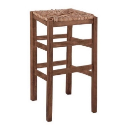 Σκαμπό Χωρίς Πλάτη HM10378.01 Καρυδί 35x35x80cm Ξύλο,Ψάθα
