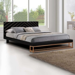 Κρεβάτι Sherpi 180x213 Από Μασίφ Ξύλο Mango Με Μεταλλικά Πόδια HM8358 Black-Gold Υπέρδιπλο Μέταλλο,Ξύλο