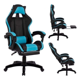 Πολυθρόνα Gaming Με Υποπόδιο 68x66-100x122 HM1132.08 Black-Light Blue