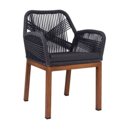 Πολυθρόνα Αλουμινίου Bamboo Look Με Σχοινί 56x58x82,5 HM5543 Grey
