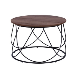 Τραπεζάκι Σαλονιού Black-Brown Φ60X40 HM8604 Mdf,Μέταλλο