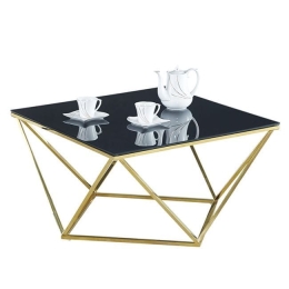 Τραπέζι Σαλονιού Willow Black-Gold 80X80X45 HM8613.02 Μέταλλο,Γυαλί