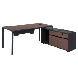 Γραφείο Δεξιά Γωνία HM2109R Grey & Wallnut 183X160X76εκ.
