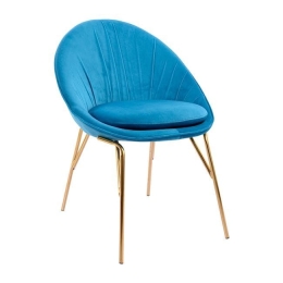 Καρέκλα Kelsey HM8684.07 Blue 60x61x85Υ εκ. Σετ 2τμχ Βελούδο, Μέταλλο
