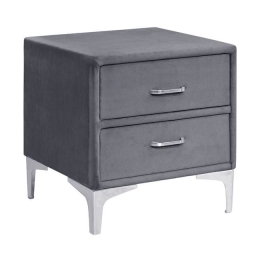 Κομοδίνο Lyon HM594.01 Grey 45x38x48Υ εκ. Βελούδο, Μέταλλο