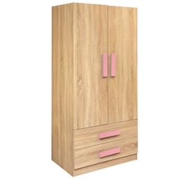 Ντουλάπα Δίφυλλη Playroom Sonama-Pink HM335+HM336.02 80X50X180εκ. Δίφυλλη Μελαμίνη