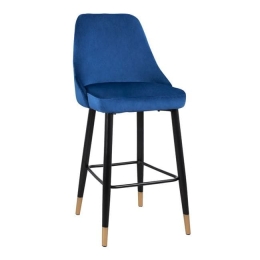 Σκαμπό Bar Paige HM8519.08 Blue 51Χ57Χ110Υ εκ. Σετ 2τμχ Βελούδο, Μέταλλο