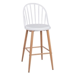 Σκαμπό Bar Alina HM8580.01 White 47X57X113Υ εκ. Σετ 2τμχ Μέταλλο,Πολυπροπυλένιο