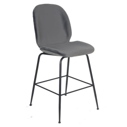 Σκαμπό Nora Μεσαίου Ύψους HM8524.01 Grey & Black Σετ 2τμχ Velvet, Metal