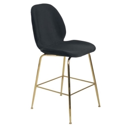 Σκαμπό Nora Μεσαίου Ύψους HM8524.04 Black & Gold Σετ 2τμχ Velvet, Metal