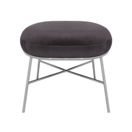 Σκαμπό Υποπόδιο Trudi HM8640.01 Grey 44x52x38Υ εκ. Βελούδο, Μέταλλο