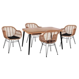Τραπεζαρίας Σετ 5Τμχ 140X80Χ78Υ Beige & Black HM10490 4 Θέσεων