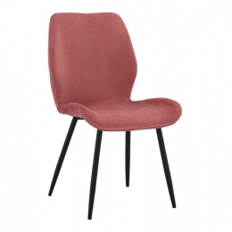 Καρέκλα Klay HM8730.02 49X62,5X87cm Dusty Pink-Black Σετ 2τμχ Βελούδο, Μέταλλο