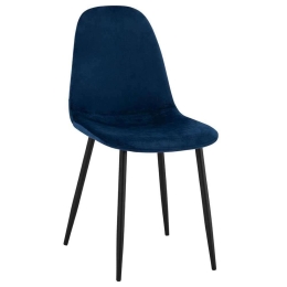 Καρέκλα Leonardo HM00100.08 43x54x88Υcm Blue Σετ 4τμχ Βελούδο, Μέταλλο