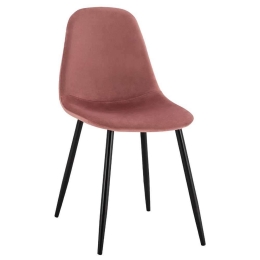 Καρέκλα Leonardo HM00100.02 45x53x85Υcm Dusty Pink Σετ 4τμχ Βελούδο, Μέταλλο