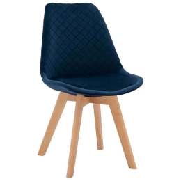 Καρέκλα Venice HM8719.08 49x56x84Υcm Blue Σετ 4τμχ Βελούδο, Ξύλο