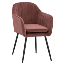 Πολυθρόνα Sawyer HM8523.12 53x60x76Y cm Dusty Pink Σετ 2τμχ Βελούδο, Μέταλλο