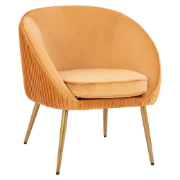 Πολυθρόνα Yajanti HM8633.19 71x67x78Υcm Gold Βελούδο, Μέταλλο