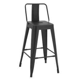 Σκαμπό Με Πλάτη Melita HM8574.32 42x42x89,5Υcm Black Mat
