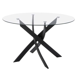 Τραπέζι HM8733.01 Φ120X75Y cm Black-Clear Μέταλλο,Γυαλί