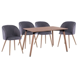 Τραπέζι Με Πολυθρόνες Σετ 5Τμχ 160Χ90cm HM11347.01 Grey 4 Θέσεων Mdf,Μέταλλο,Ύφασμα