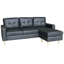Καναπές Γωνιακός (Αναστρέψιμη Γωνία) Liana S 40.0068 185Χ126Χ85cm Black Ξύλο,Τεχνόδερμα