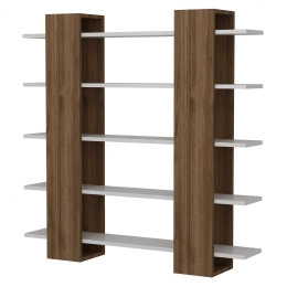 Βιβλιοθήκη HM9030.01 120x23,1x120cm Walnut-White Μελαμίνη