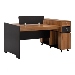 Γραφείο Επαγγελματικό 2 Ατόμων Supreme HM2374 154X120X89cm Walnut-Black