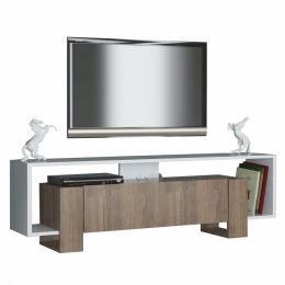 Έπιπλο Τηλεόρασης HM9101.01 120x33,2x48,6cm White-Walnut Μελαμίνη
