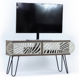 Έπιπλο Τηλεόρασης Sillia HM9188.01 106x30x48cm Walnut-Ecru Μελαμίνη,Μέταλλο