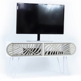 Έπιπλο Τηλεόρασης Sillia HM9188.02 106x30x48cm White-Ecru Μελαμίνη,Μέταλλο