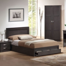 Κρεβάτι Melany HM346.01 Με Ένα Συρτάρι Για Στρώμα 90Χ190cm Zebrano Μονό Μελαμίνη