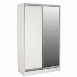 Ντουλάπα Adler HM2460.03 Δίφυλλη Συρόμενη Με Καθρέπτη 120x60x220cm White Δίφυλλη