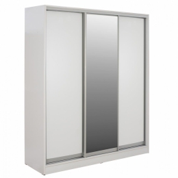 Ντουλάπα Adler HM2461.03 Τρίφυλλη Συρόμενη Με Καθρέπτη 183x60x220cm White Τρίφυλλη